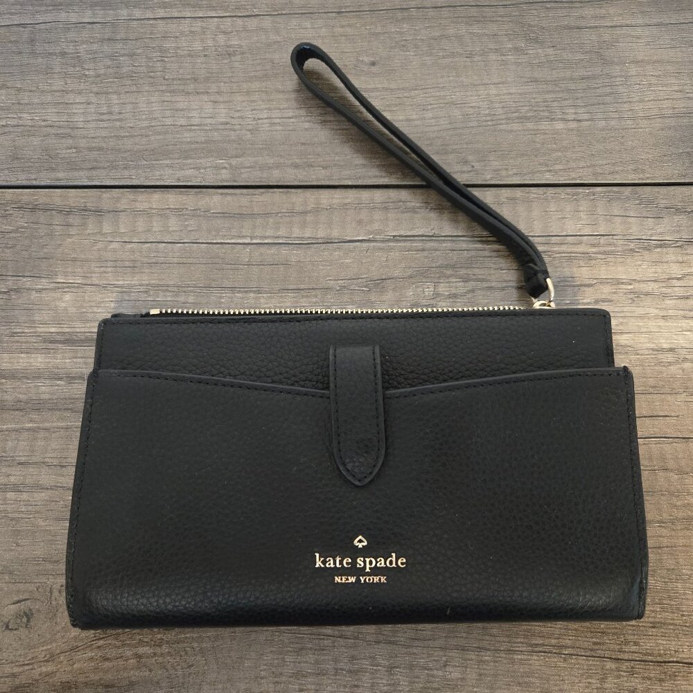 Kate Spade Black Pebbled Leather Wristlet/Wallet